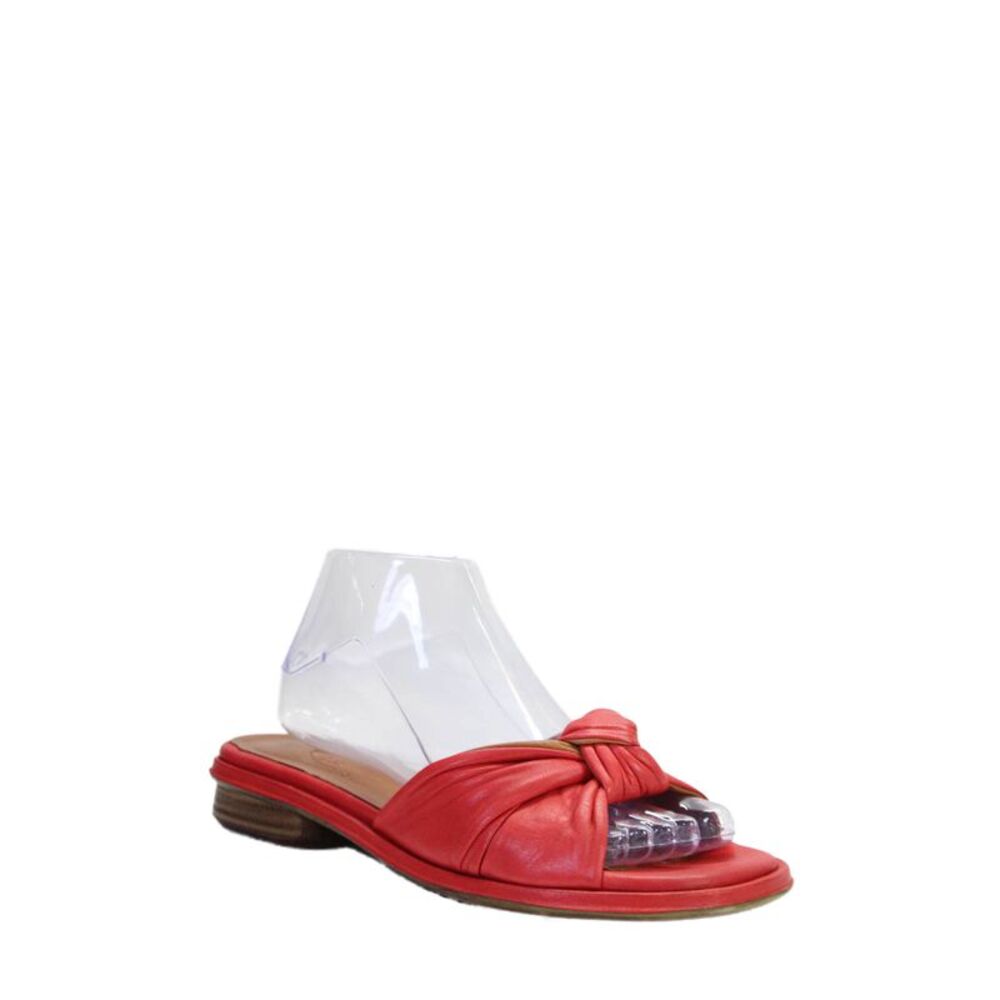 Rue 5850 Womens Leather Twist Front Open Toe Slide On Sandals Red Size 38 8